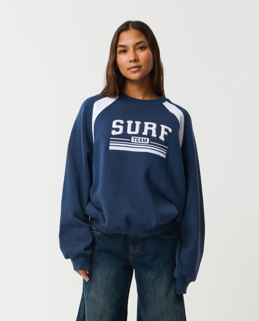 Retro Swell Oversized Crew - Navy