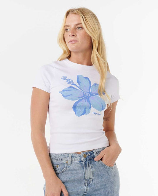 Hibiscus Fitted Tee - White