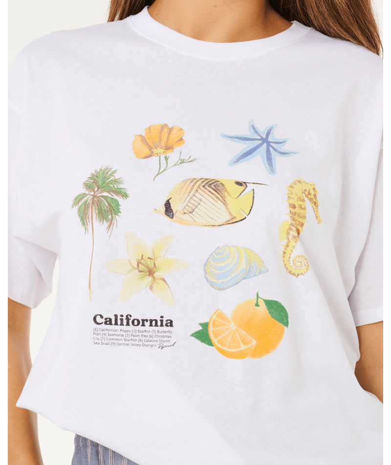 Rip Curl Poolside Heritage Tee Optical White - detail view