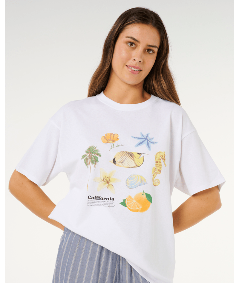 Rip Curl Poolside Heritage Tee Optical White - worn on model