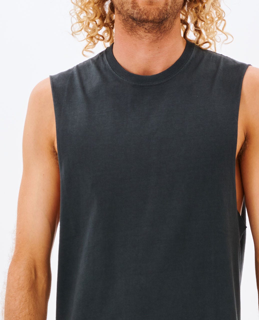 Rip Curl Plain Wash Muscle - Washed Black (view 3)