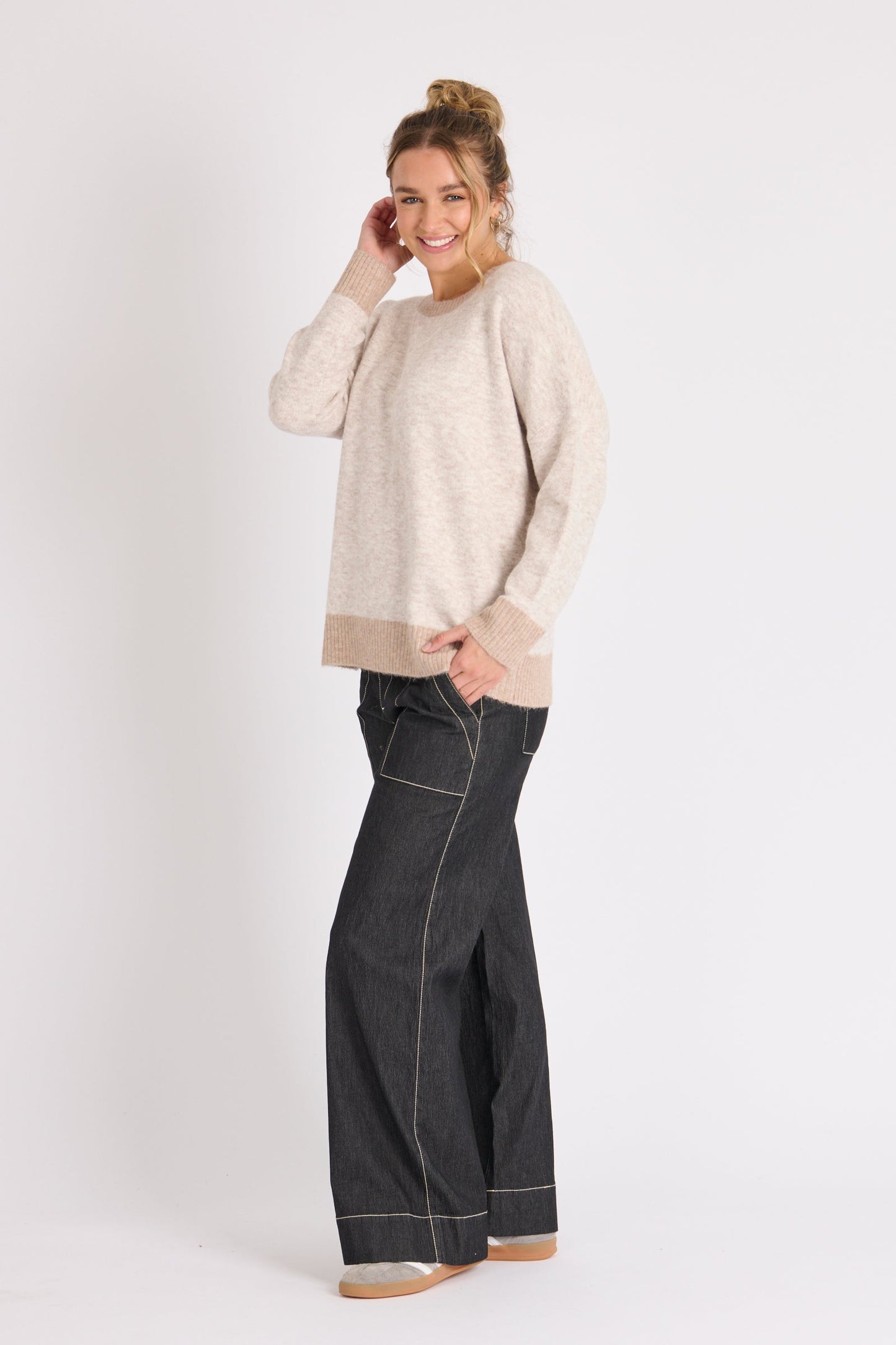 Drop Shoulder Jumper - Beige