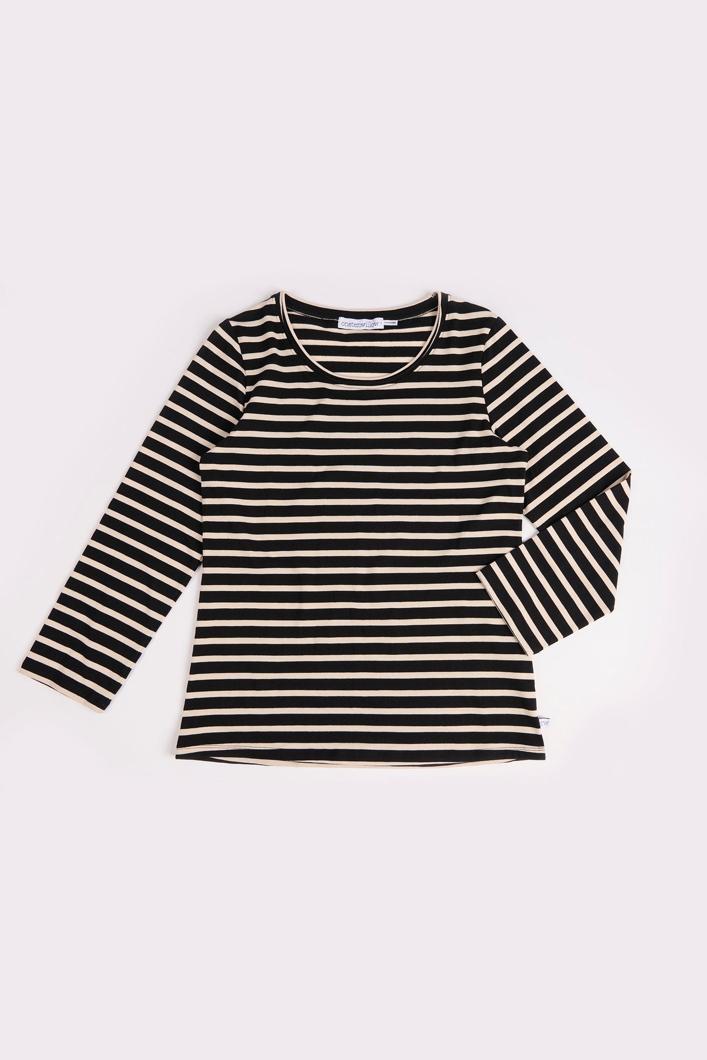 Scoop Neck Top - Beige Stripe