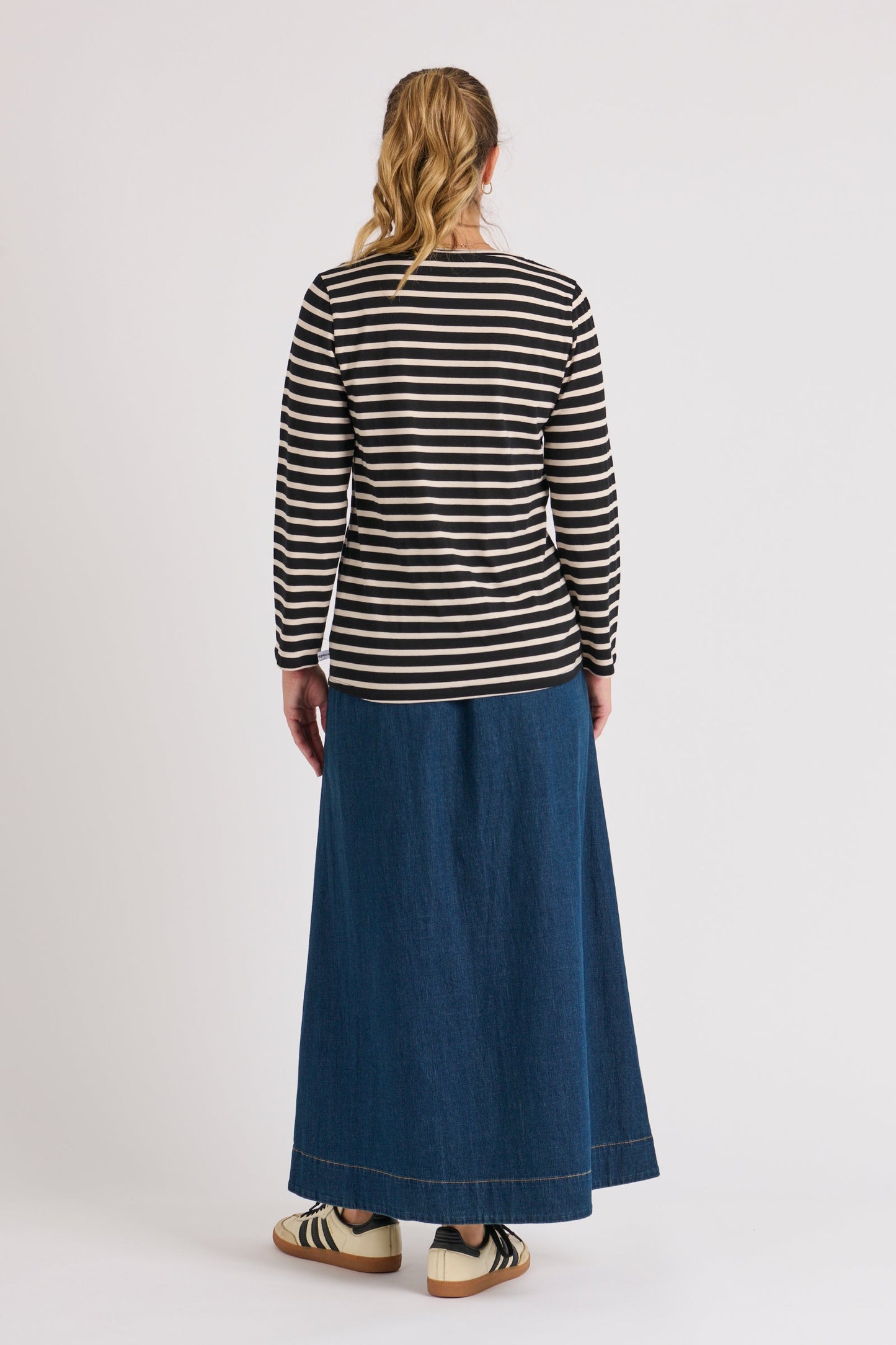 Scoop Neck Top - Beige Stripe