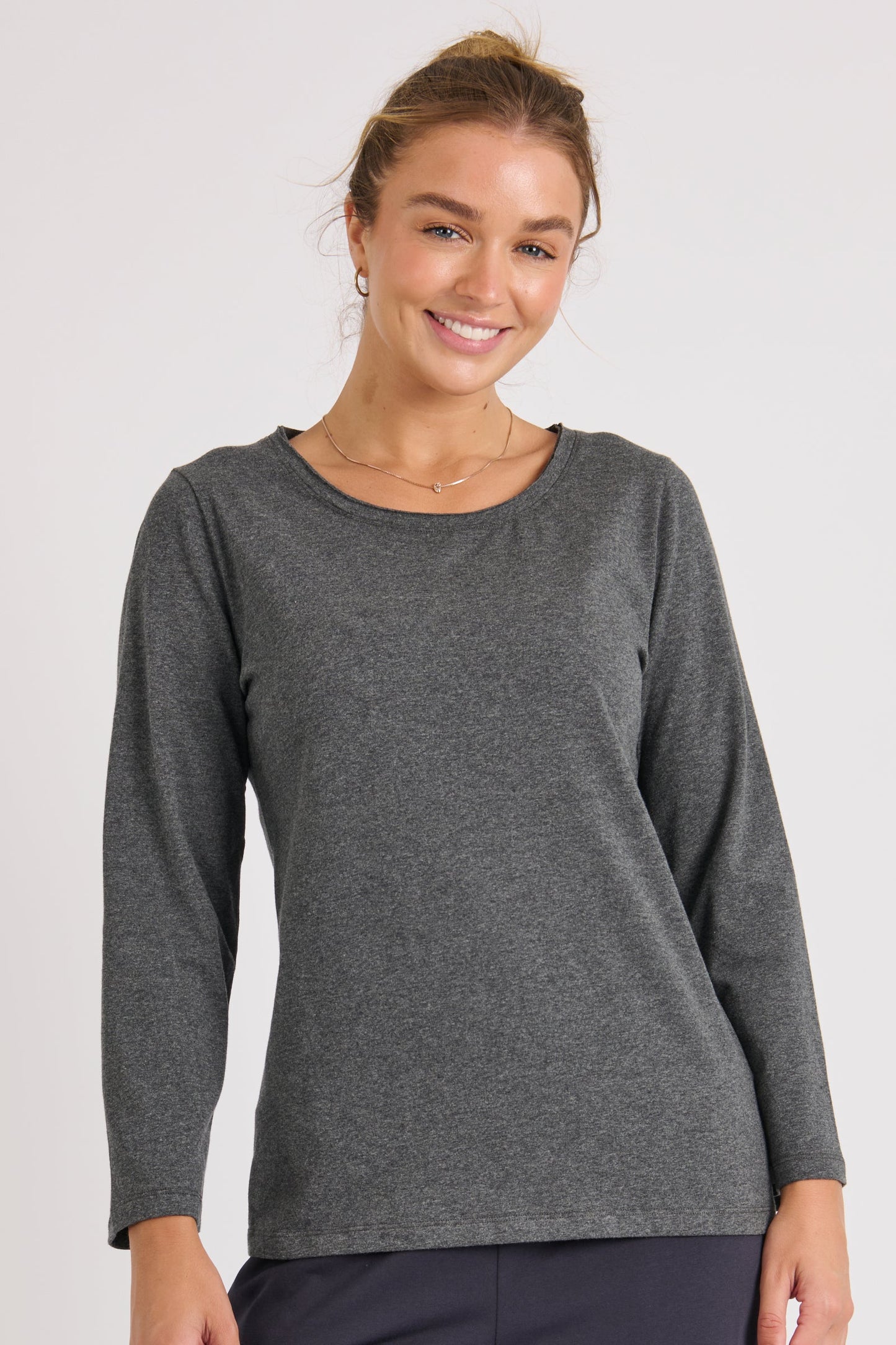 Scoop Neck Top - Black Marle