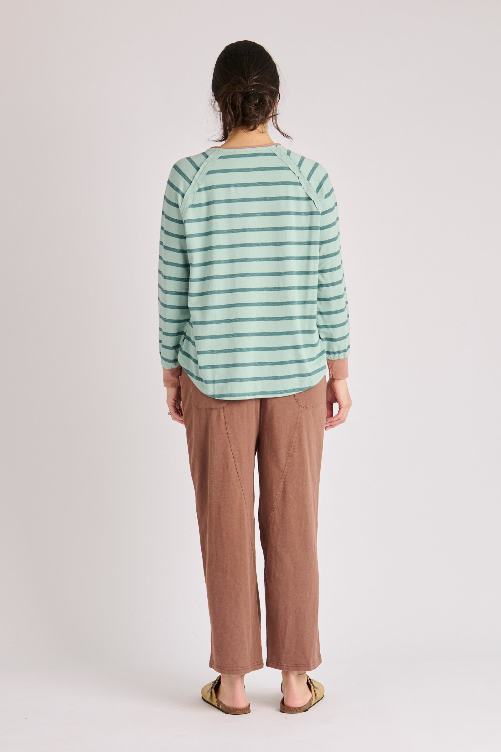 One Ten Willow Relaxed Henley Tee - Vintage Blue Stripe (view 4)