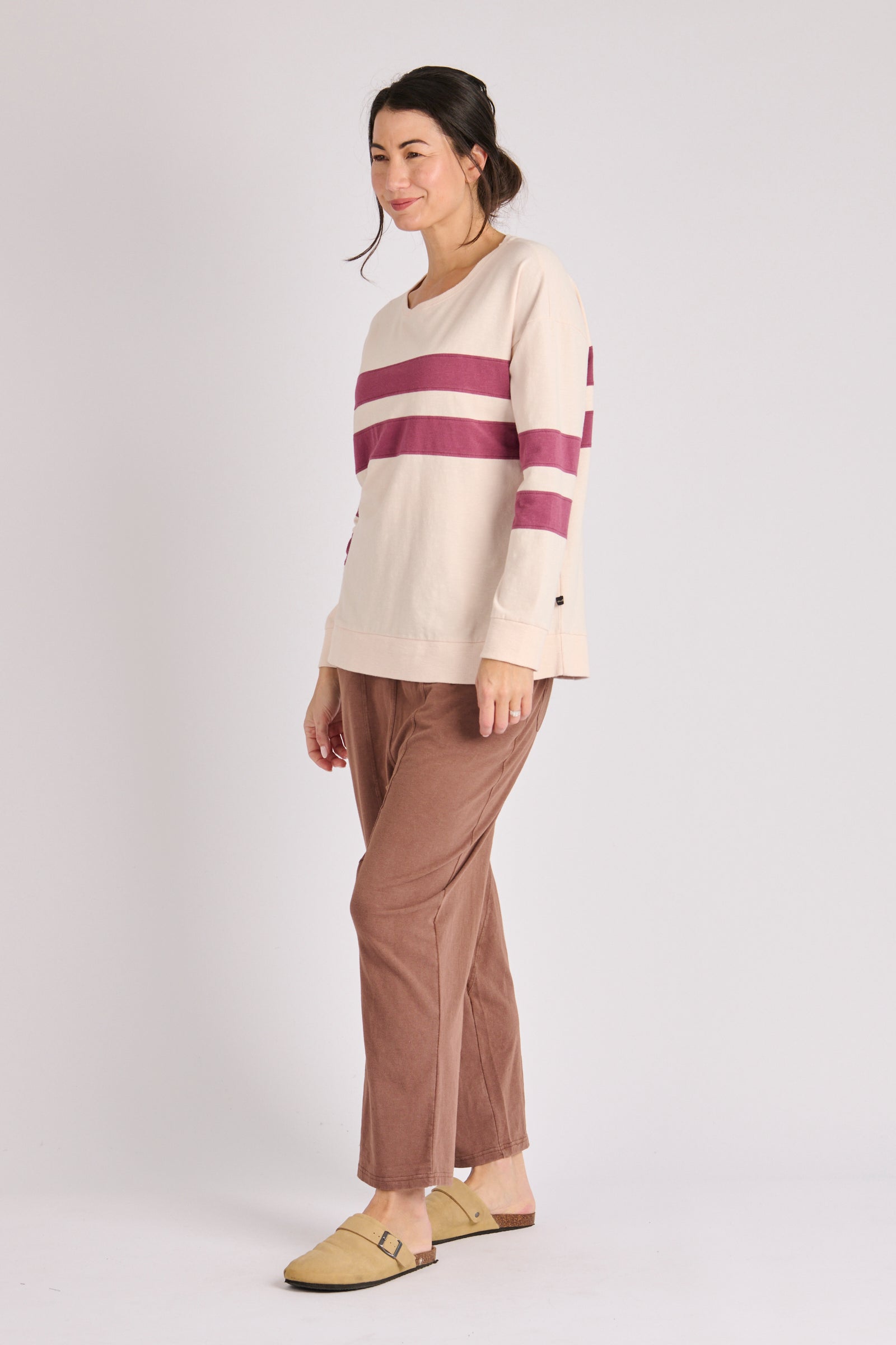 One Ten Willow Panel Stripe Tee - Blush Stripe (view 3)
