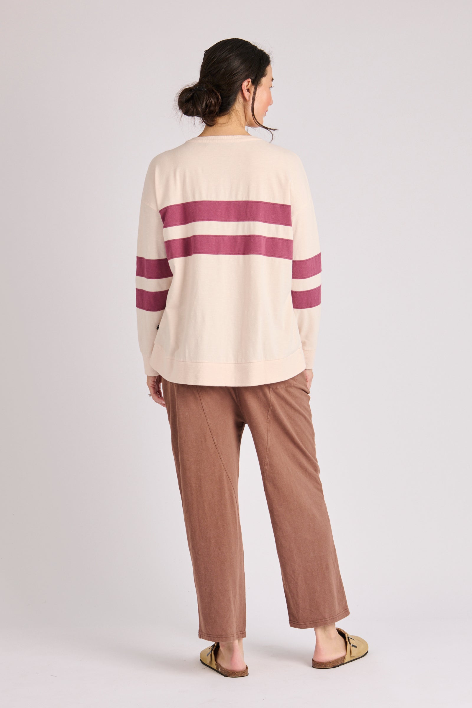 One Ten Willow Panel Stripe Tee - Blush Stripe (view 4)