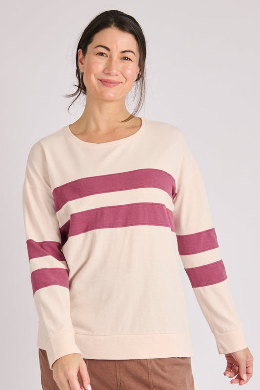 Panel Stripe Tee - Blush Stripe