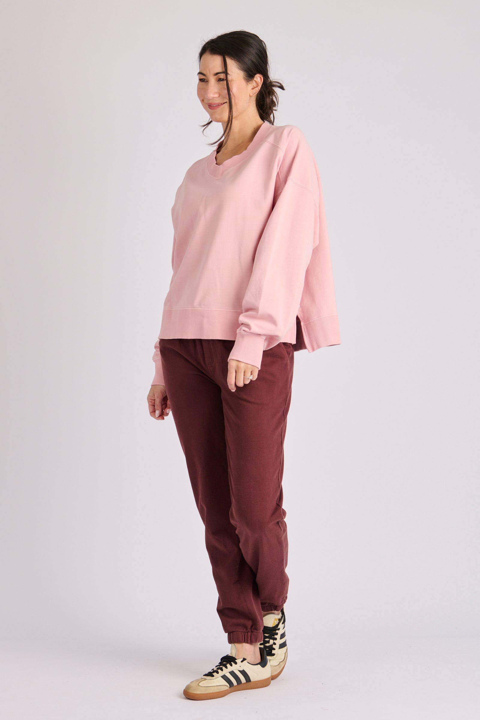One Ten Willow V Neck Boxy Top - Soft Pink (view 3)