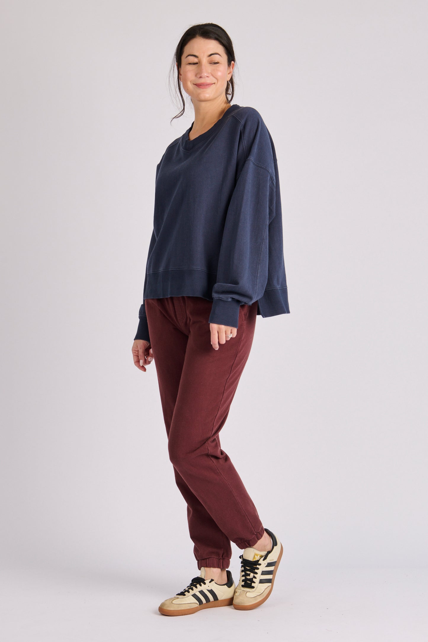 One Ten Willow V Neck Boxy Top - Indigo (view 3)