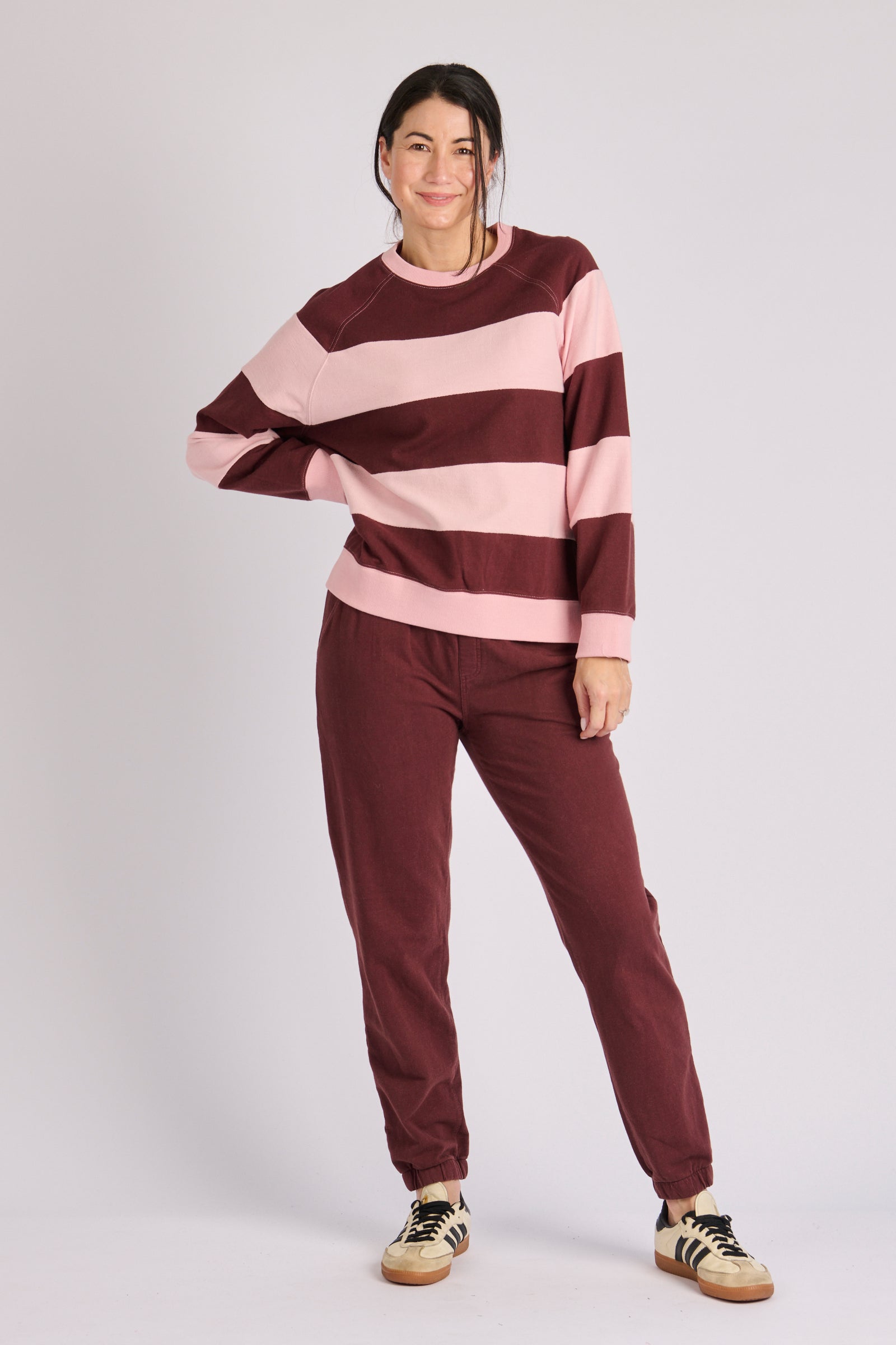 One Ten Willow Panel Crew Popover - Soft Pink / Chocolate (view 4)