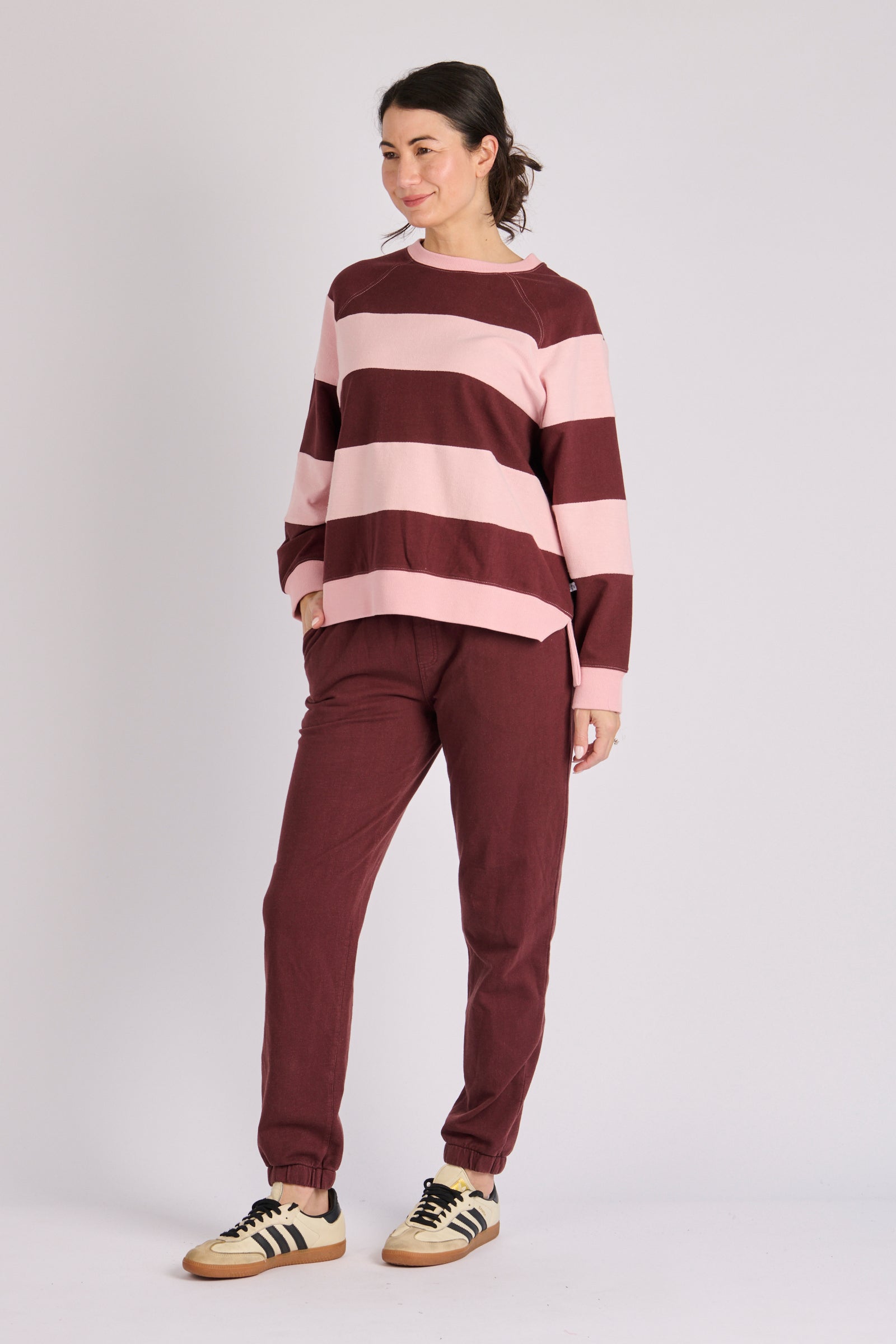 One Ten Willow Panel Crew Popover - Soft Pink / Chocolate (view 3)
