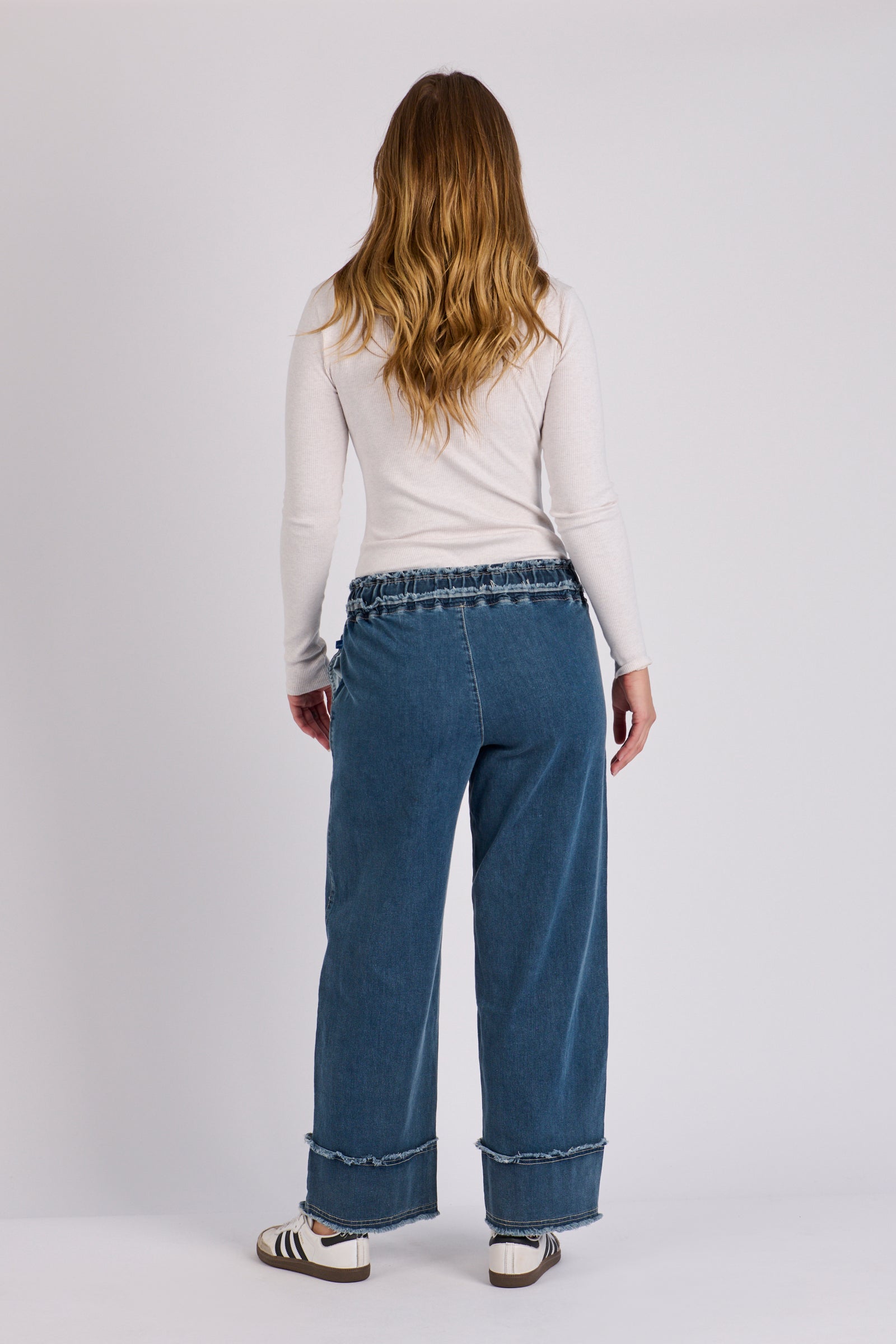 One Ten Willow Cuff Detail Jeans - Mid Blue Wash (view 4)