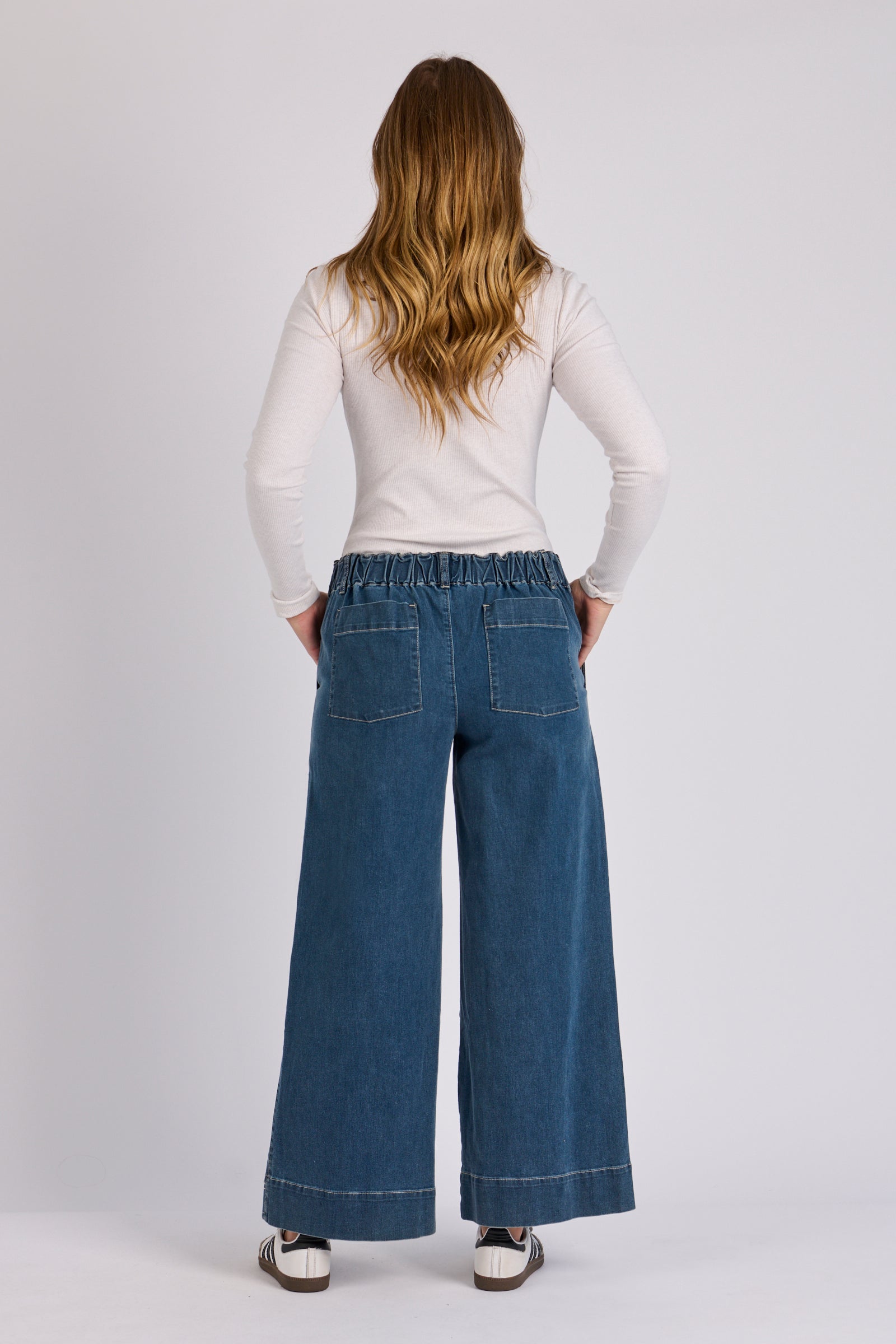 One Ten Willow Wide Leg Jeans - Mid Blue (view 3)
