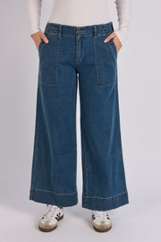 Wide Leg Jeans - Mid Blue - Catani Clothing