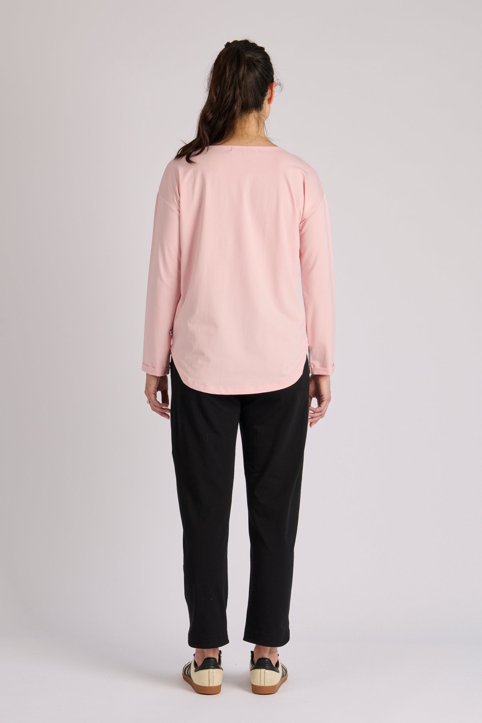 One Ten Willow Cuff Sleeve Scoop Hem Tee - Blush Pink (view 3)