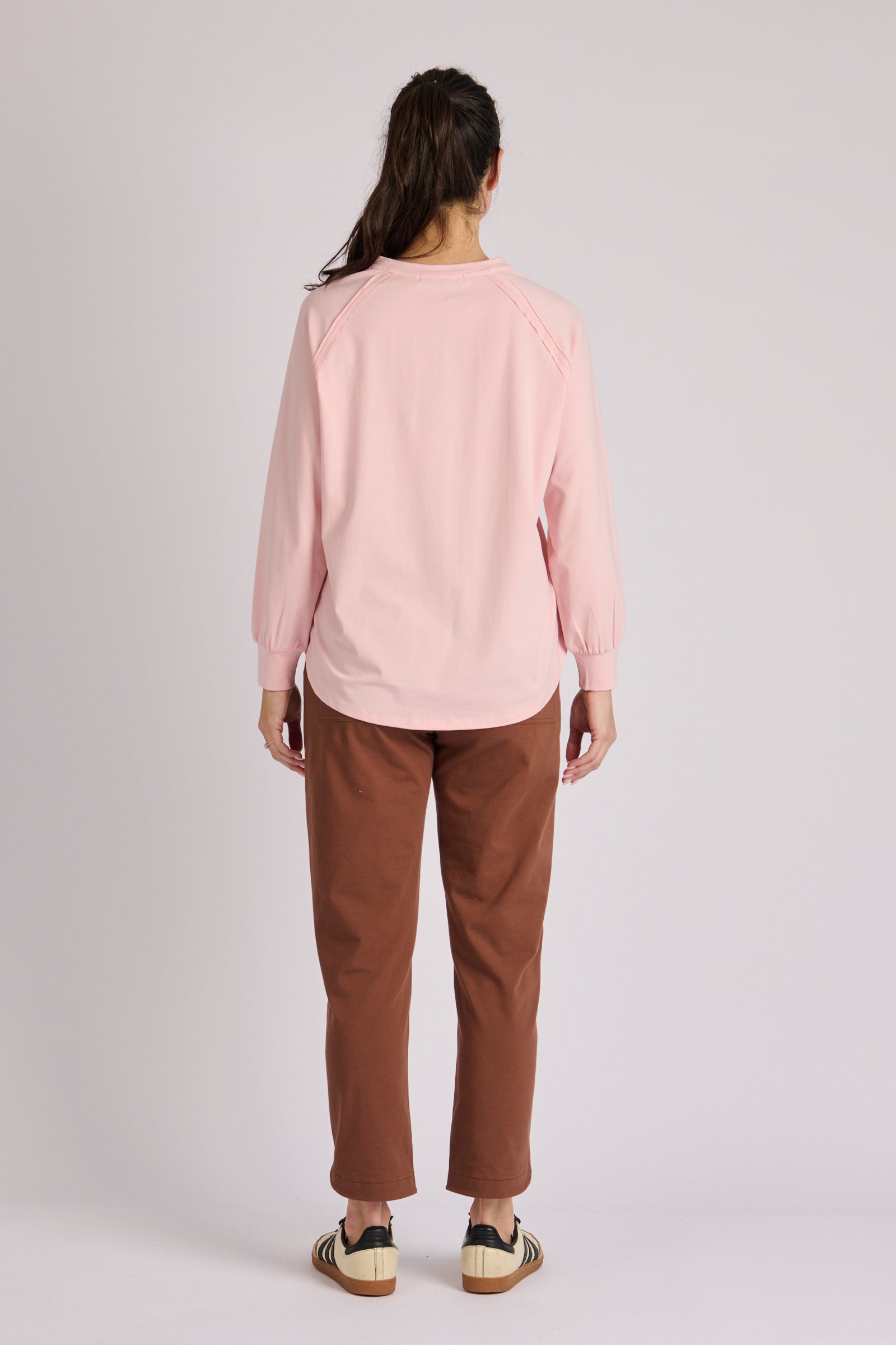 One Ten Willow Collar Detail Long Sleeve Tee - Blush Pink (view 3)