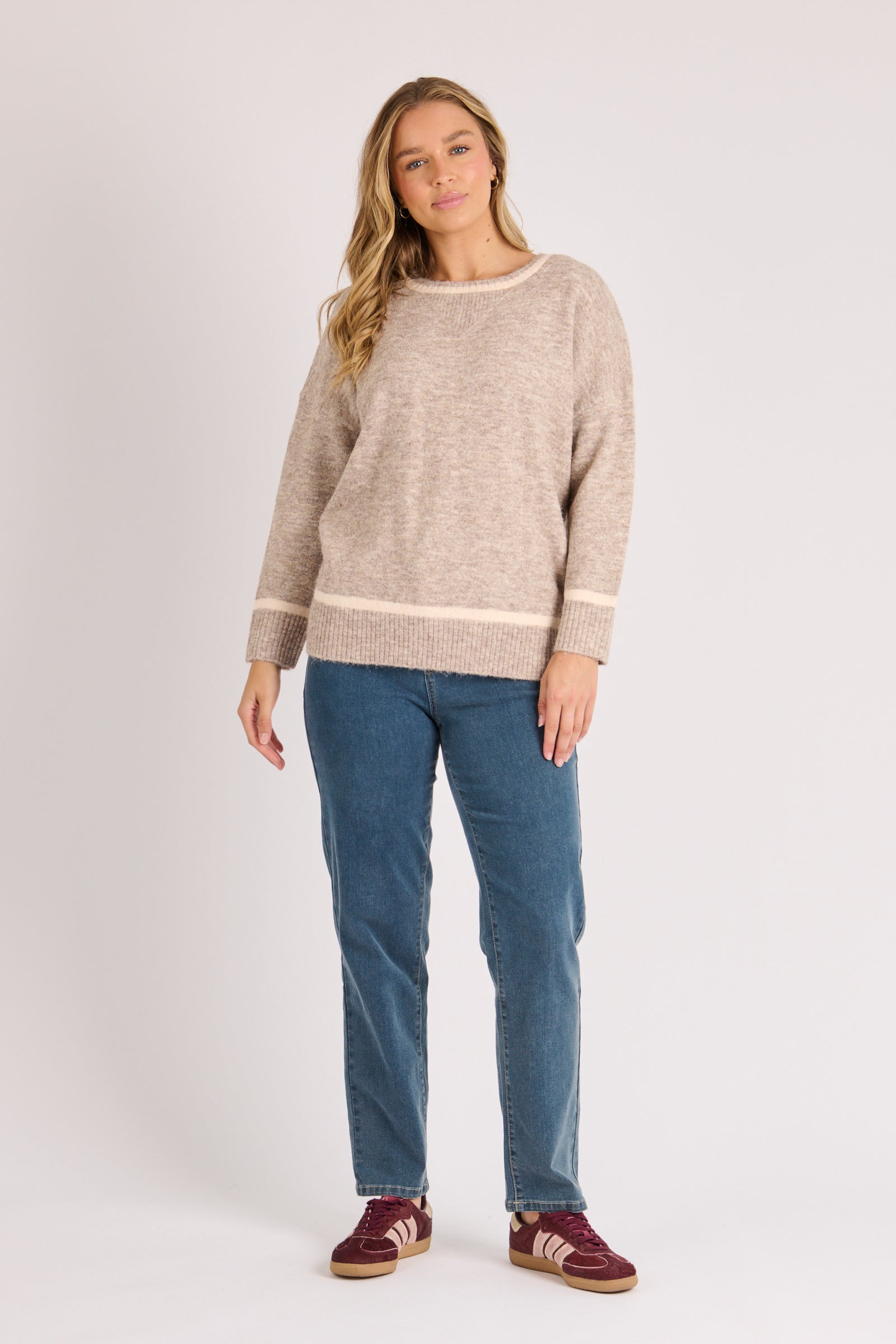One Ten Willow Drop Shoulder Jumper Mocha - detail