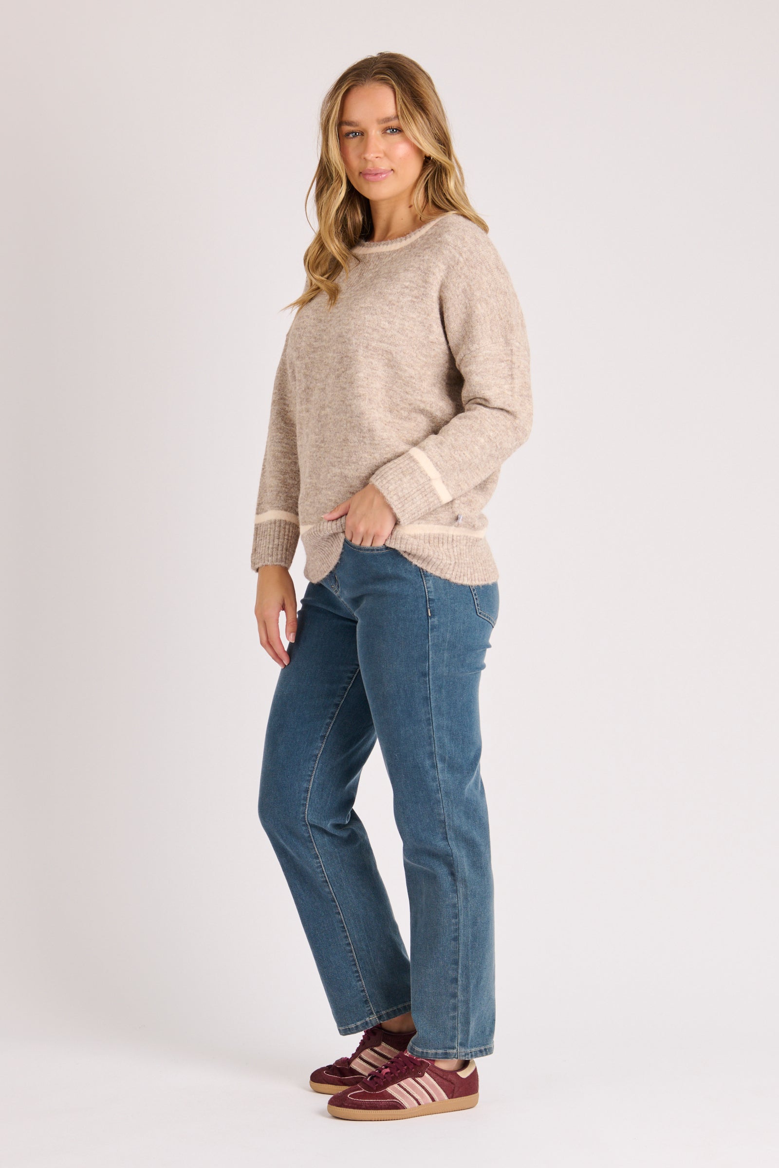 One Ten Willow Drop Shoulder Jumper Mocha - back