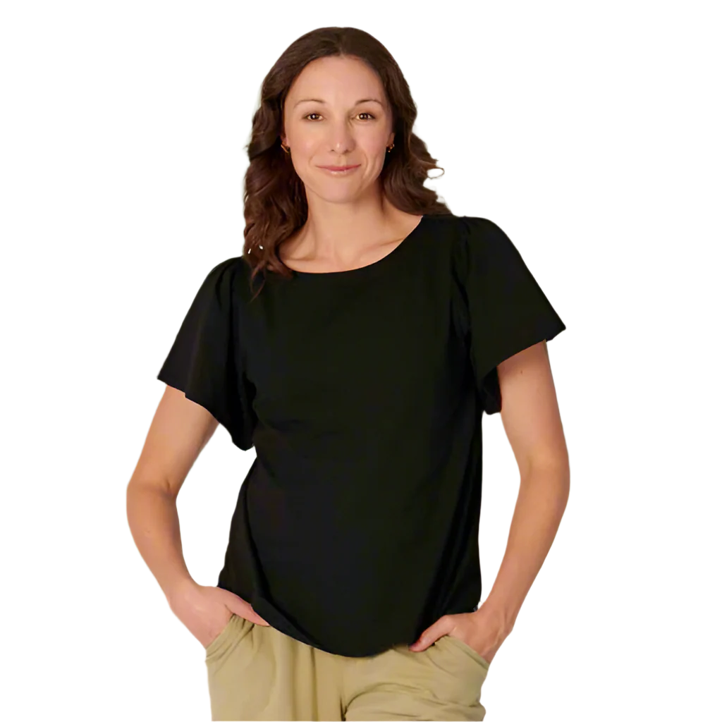 Flutter Sleeve Tee - Black - Catani Clothing