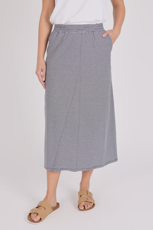 Panel Detail Skirt - Black / White Stripe