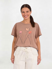 Pleat Back Tee - Coffee - Catani Clothing