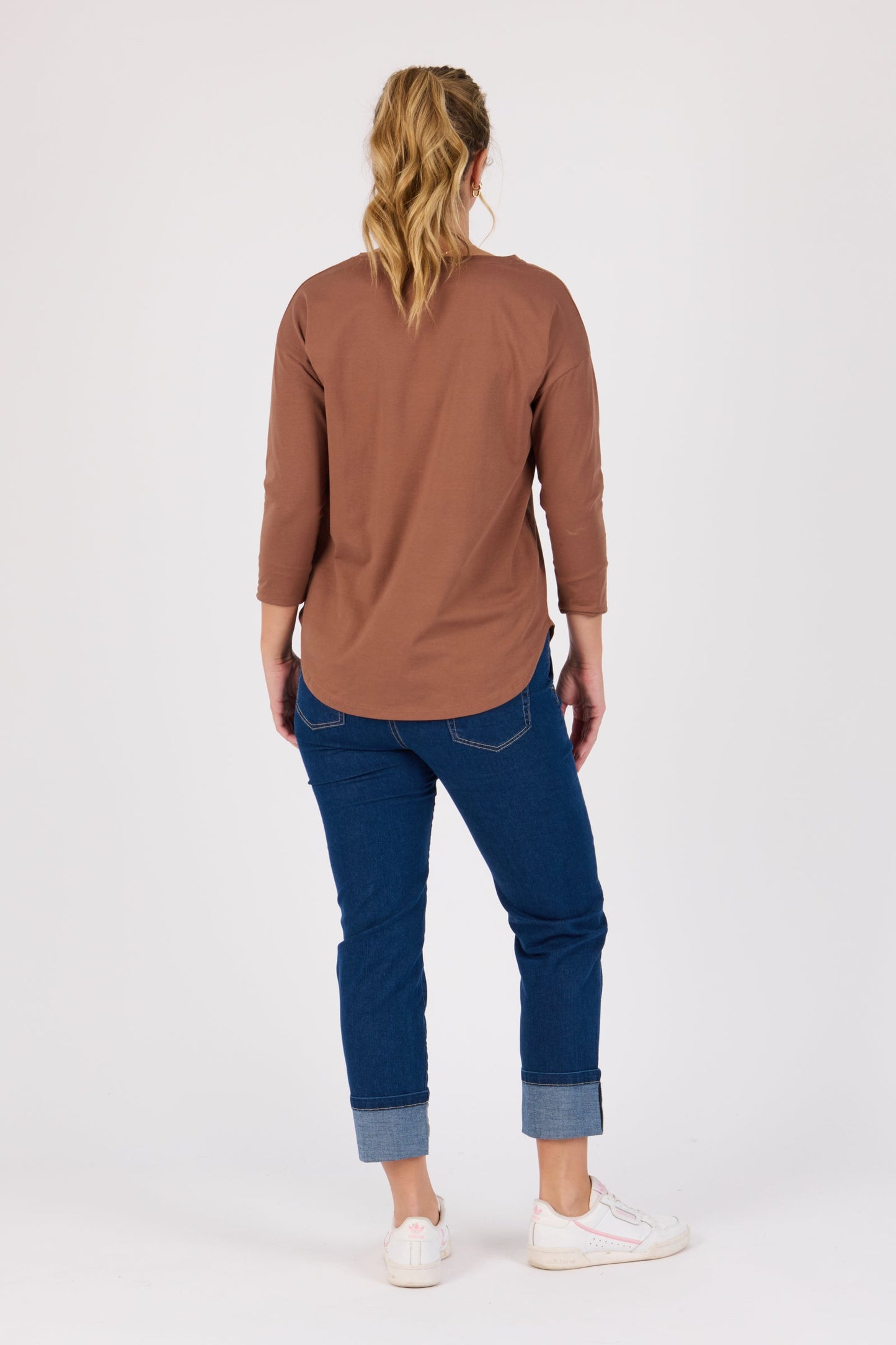 3/4 Sleeve Scoop Hem Tee - Acorn