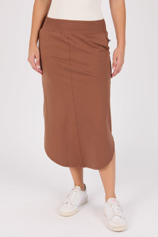 Scoop Hem Midi Skirt - Acorn