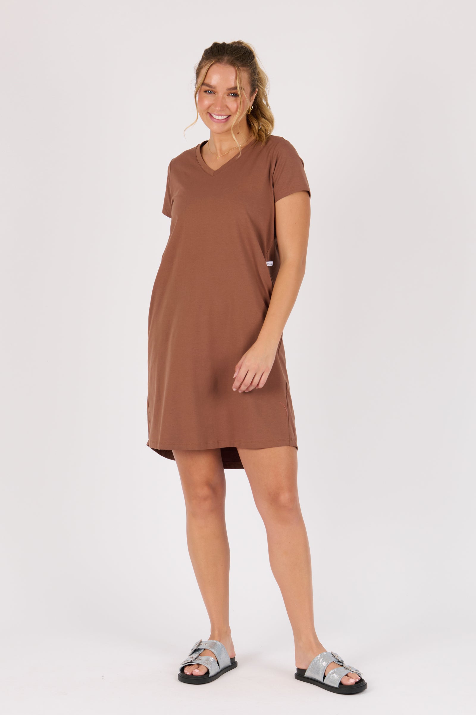 V-Neck Betty Dress - Acorn - Catani Clothing