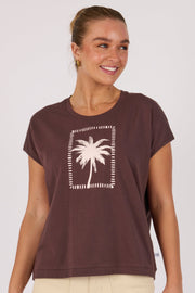 Placement Print Shell Tee - Chocolate Palm - Catani Clothing