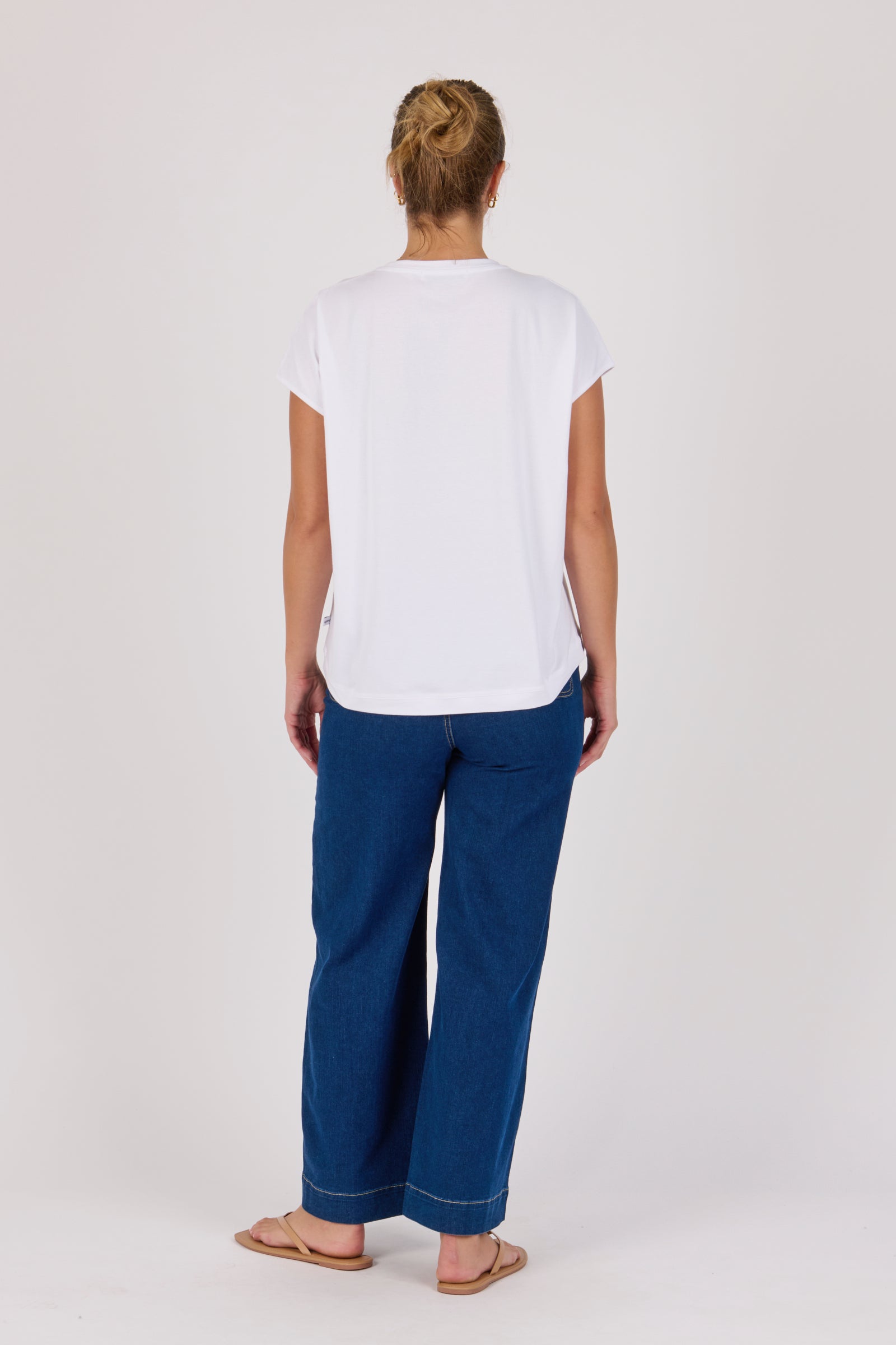 One Ten Willow Placement Print Shell Tee - White Palm (view 4)