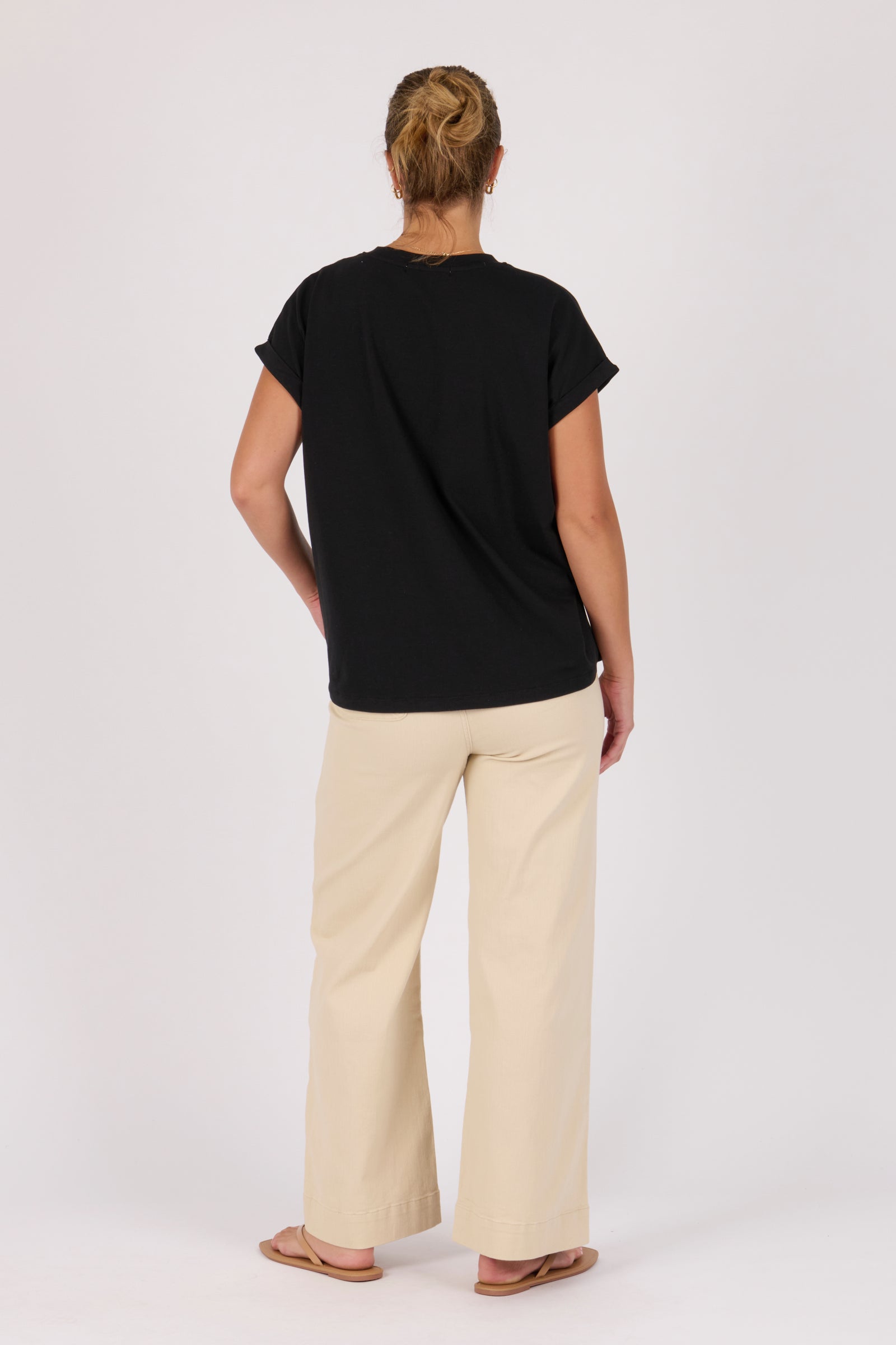 One Ten Willow Roll Cuff Tee - Black Ampersand (view 4)
