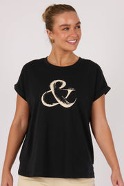Roll Cuff Tee - Black Ampersand - Catani Clothing
