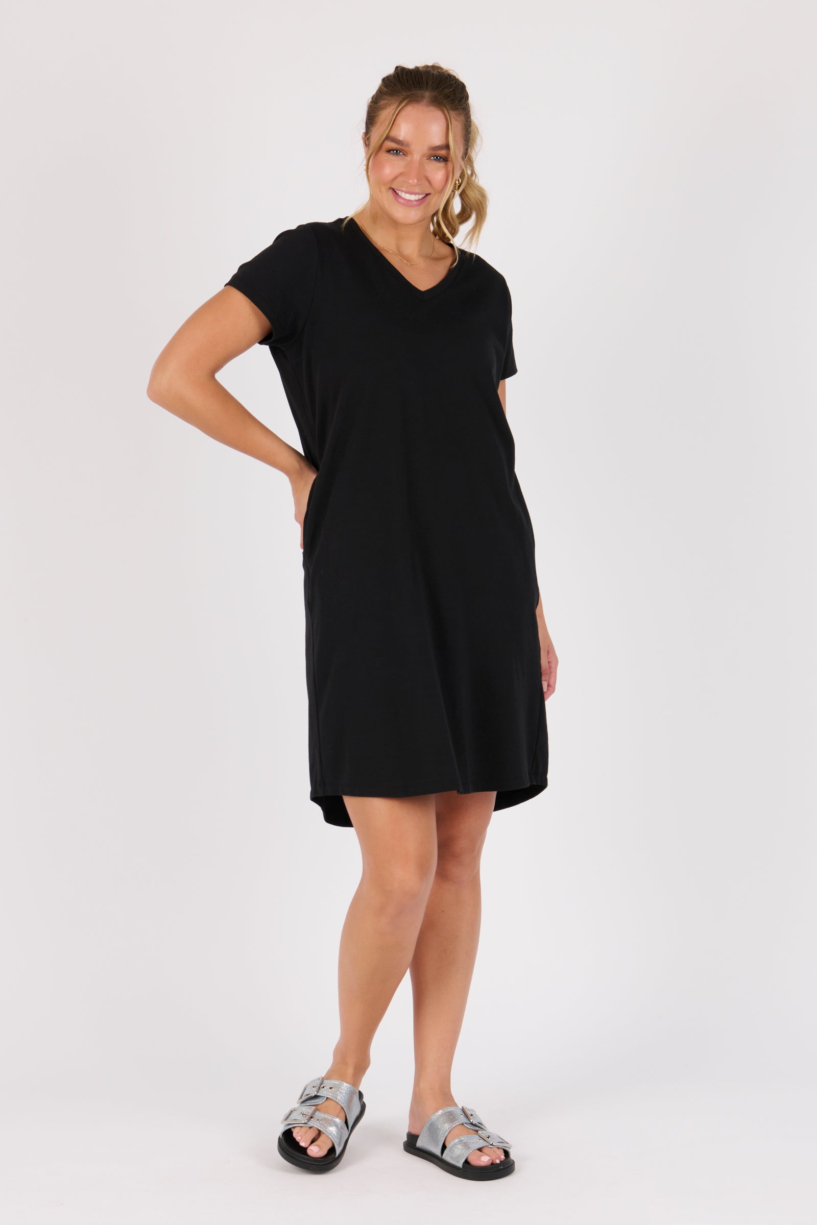 V-Neck Betty Dress - Black - Catani Clothing
