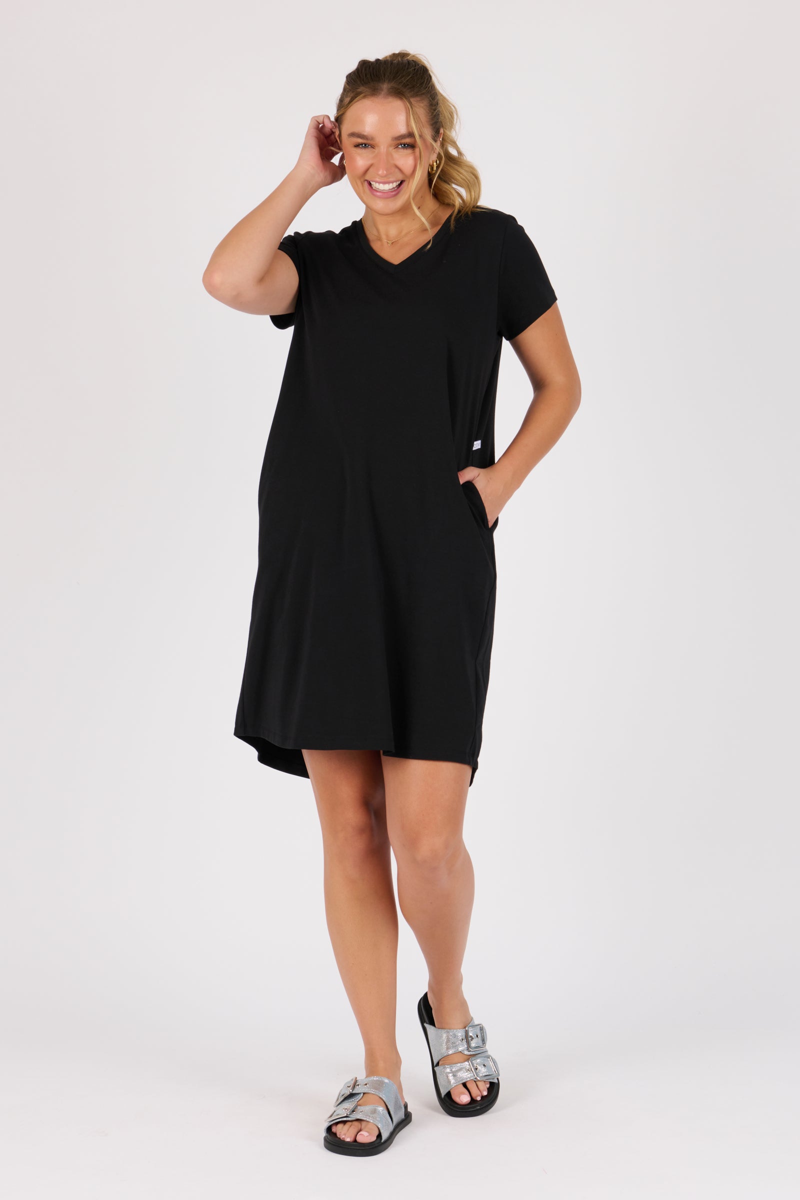 V-Neck Betty Dress - Black - Catani Clothing