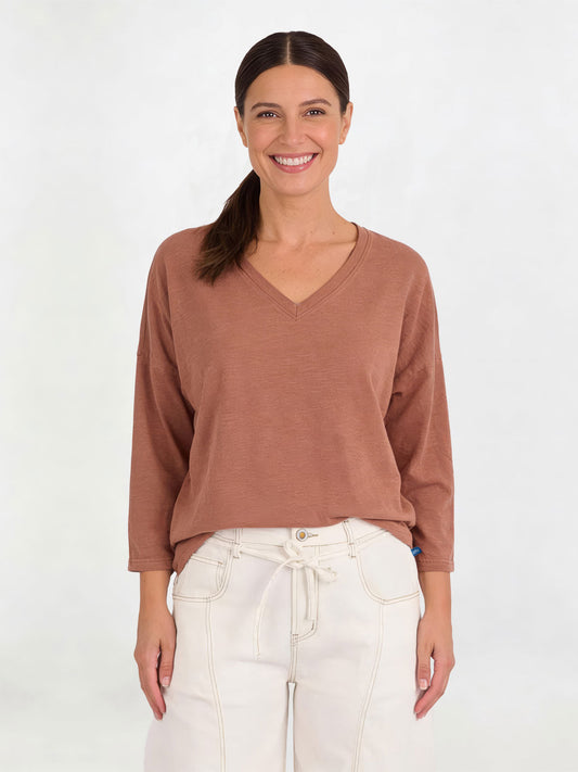 Half Sleeve Boxy Tee - Chestnut