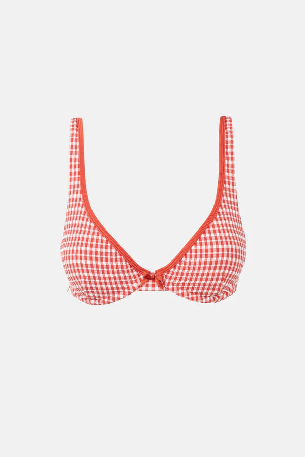 Lola Check Underwire Top - Fire