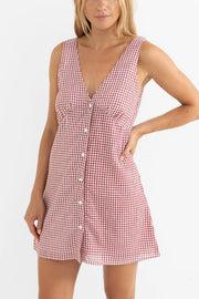 Lola Check Mini Dress - Fire - Catani Clothing