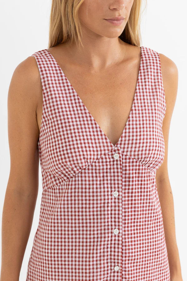 Lola Check Mini Dress - Fire - Catani Clothing