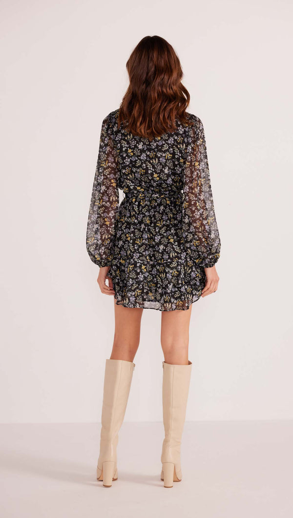 Mink Pink Taylee Long Sleeve Mini Dress - Midnight Ditsy (view 5)