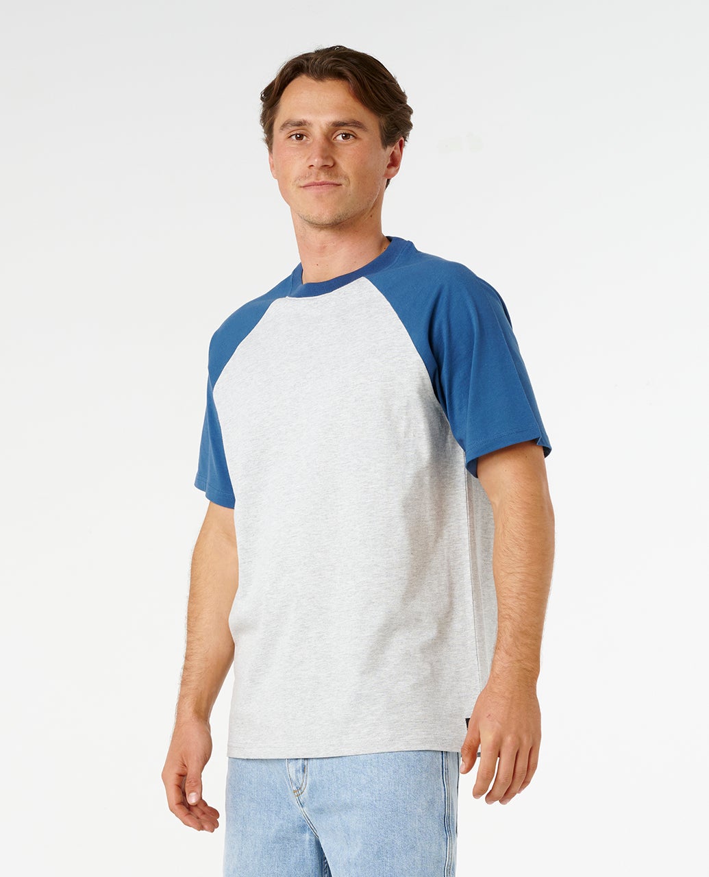Rip Curl Plain Raglan Tee - Grey Marle (view 3)