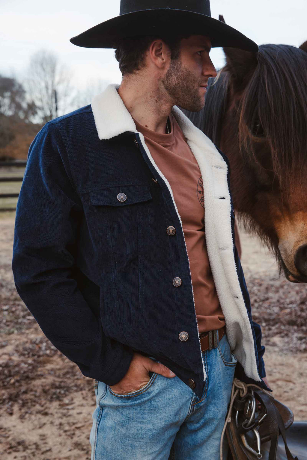 Ringers Western Milawa Mens Corduroy Jacket - Navy (view 4)