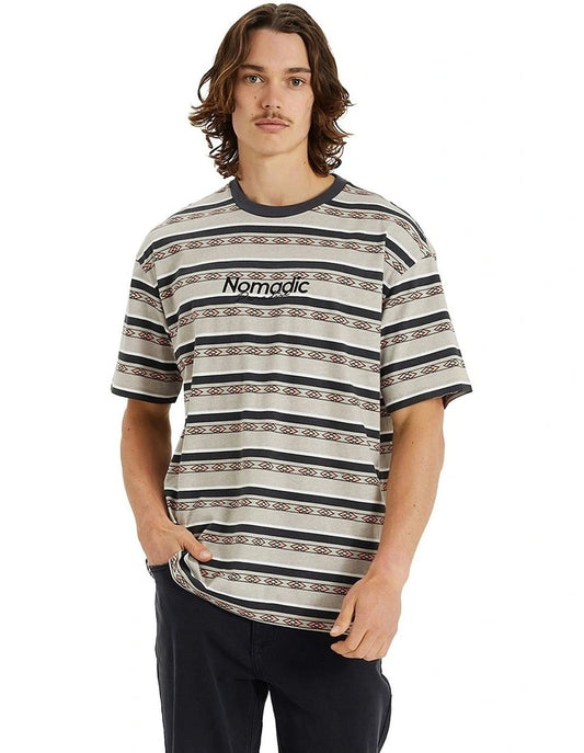 Hostile Box Fit Tee - Silver Cloud Stripe