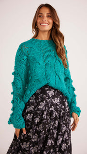 Lucero Cable Knit Jumper - Teal - Catani Clothing