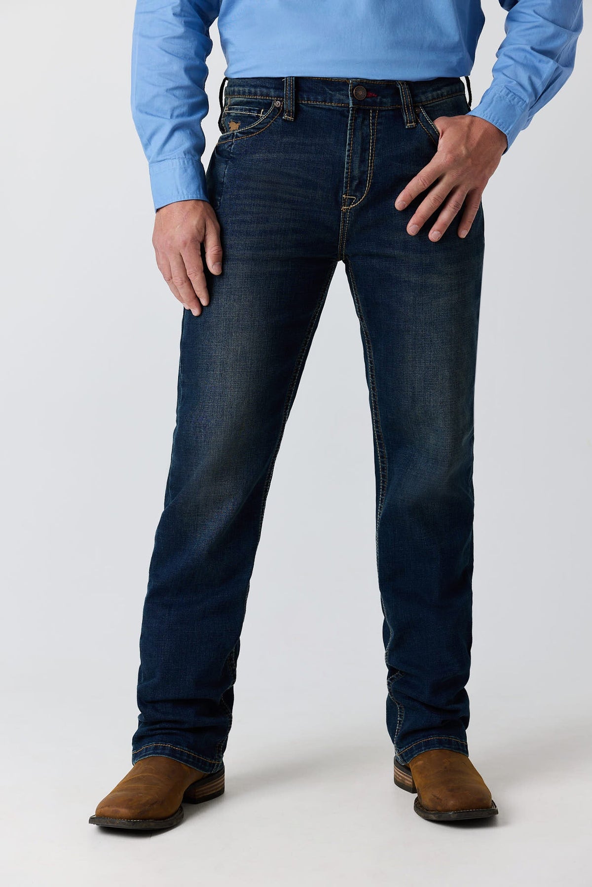 Ringers Western Blaze Relaxed Bootleg Jean Dark Blue detail