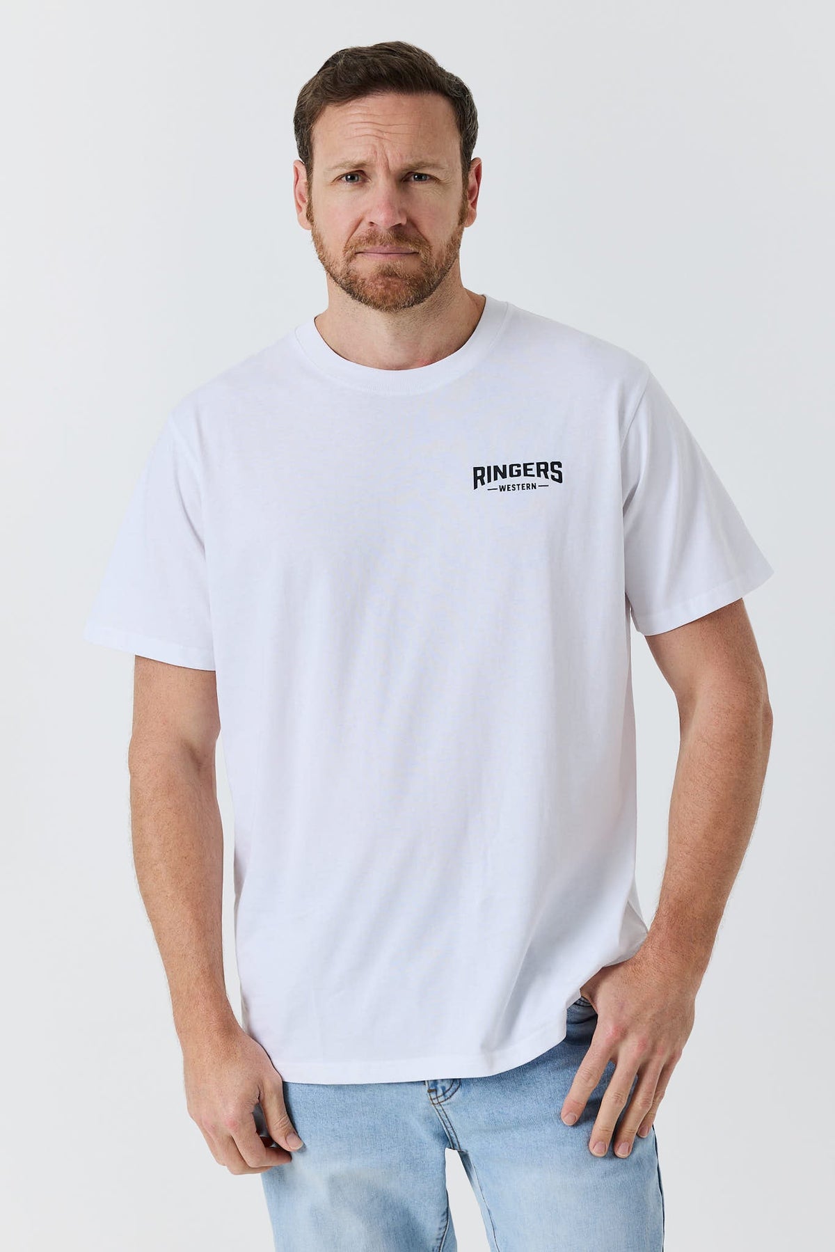 Ringers Western New Squadron Loose Fit Tee Bright White Black front
