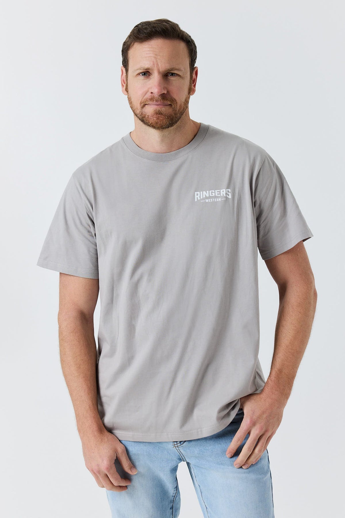 Ringers Western New Squadron Loose Fit Tee Grey White front