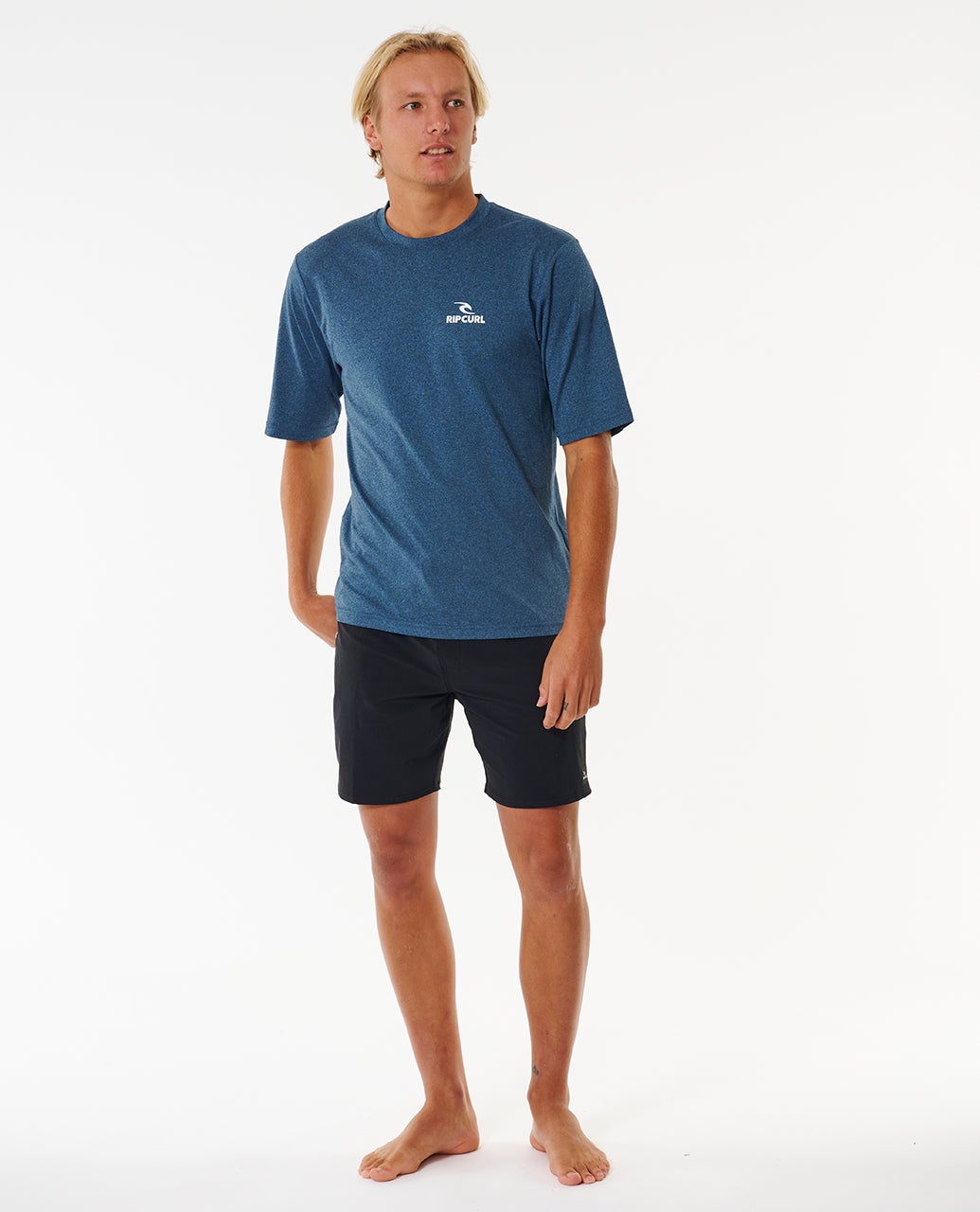 Rip Curl Stack UPF Short Sleeve - Navy Marle (view 4)