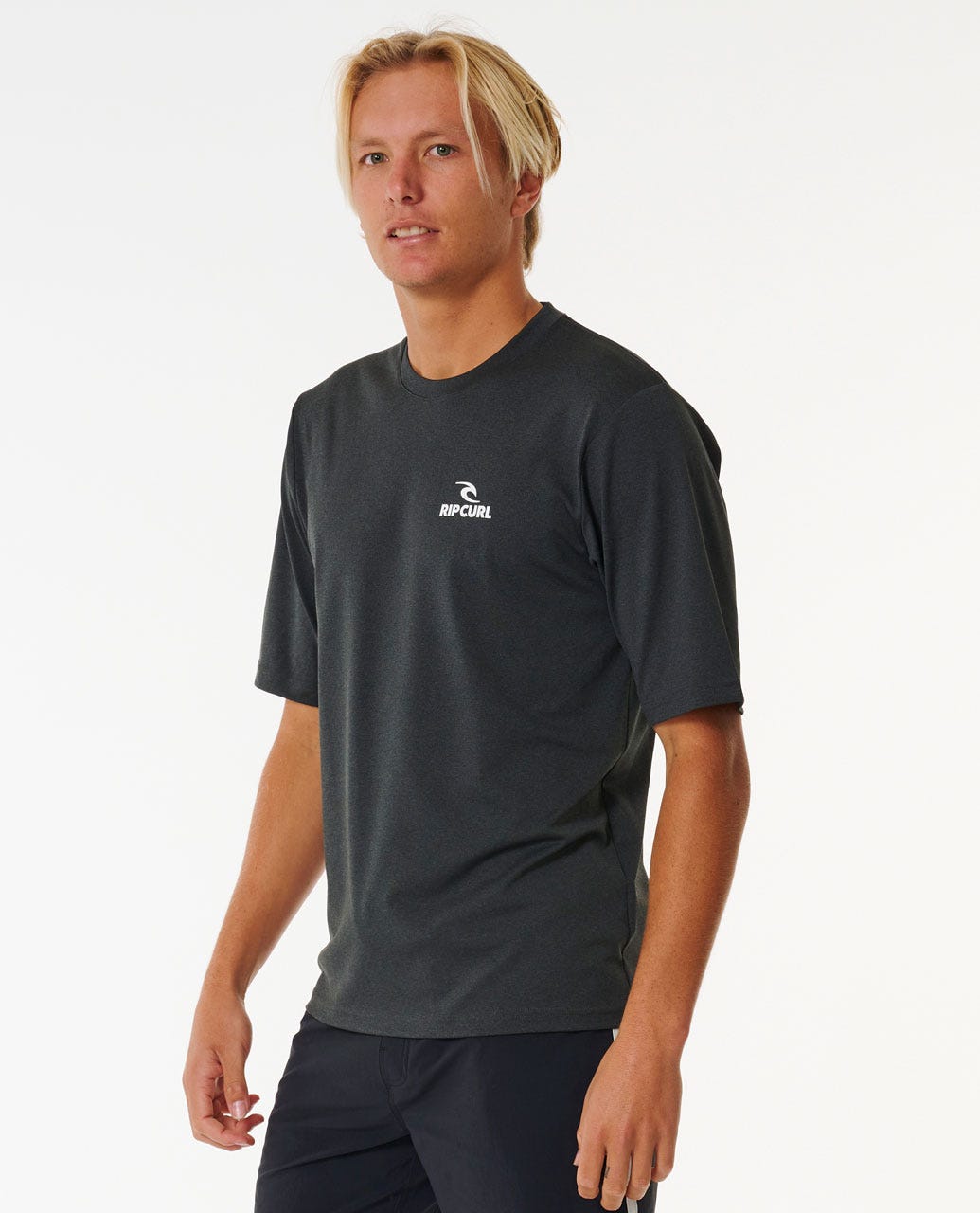 Rip Curl Stack UPF Short Sleeve - Black Marle (view 3)